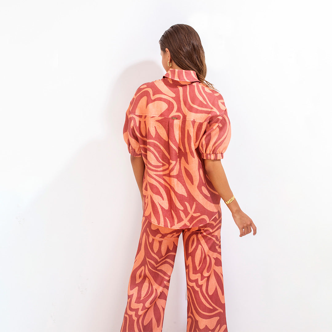 Camisa Mar Lino Wembe Bordo