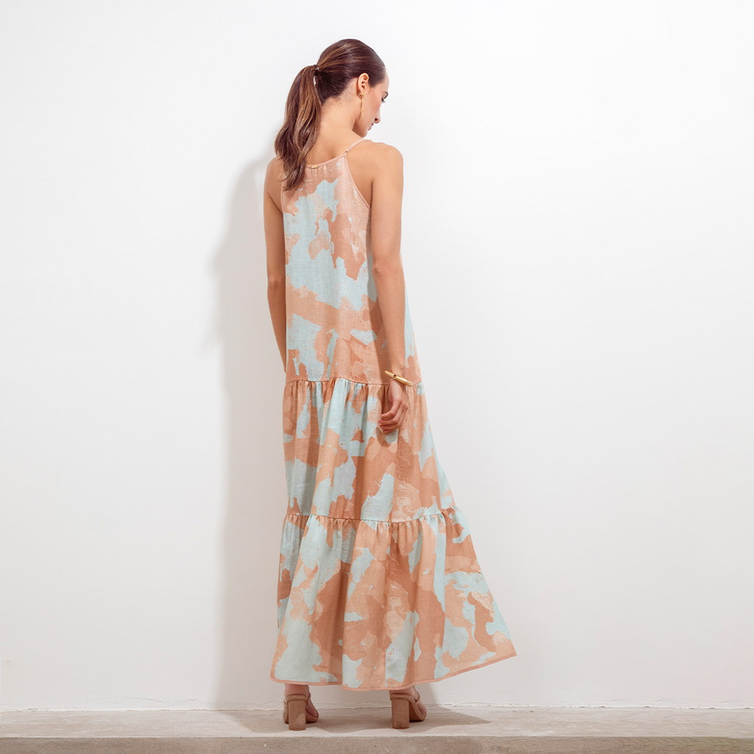 Renata Dress Acqua Acuarela Linen