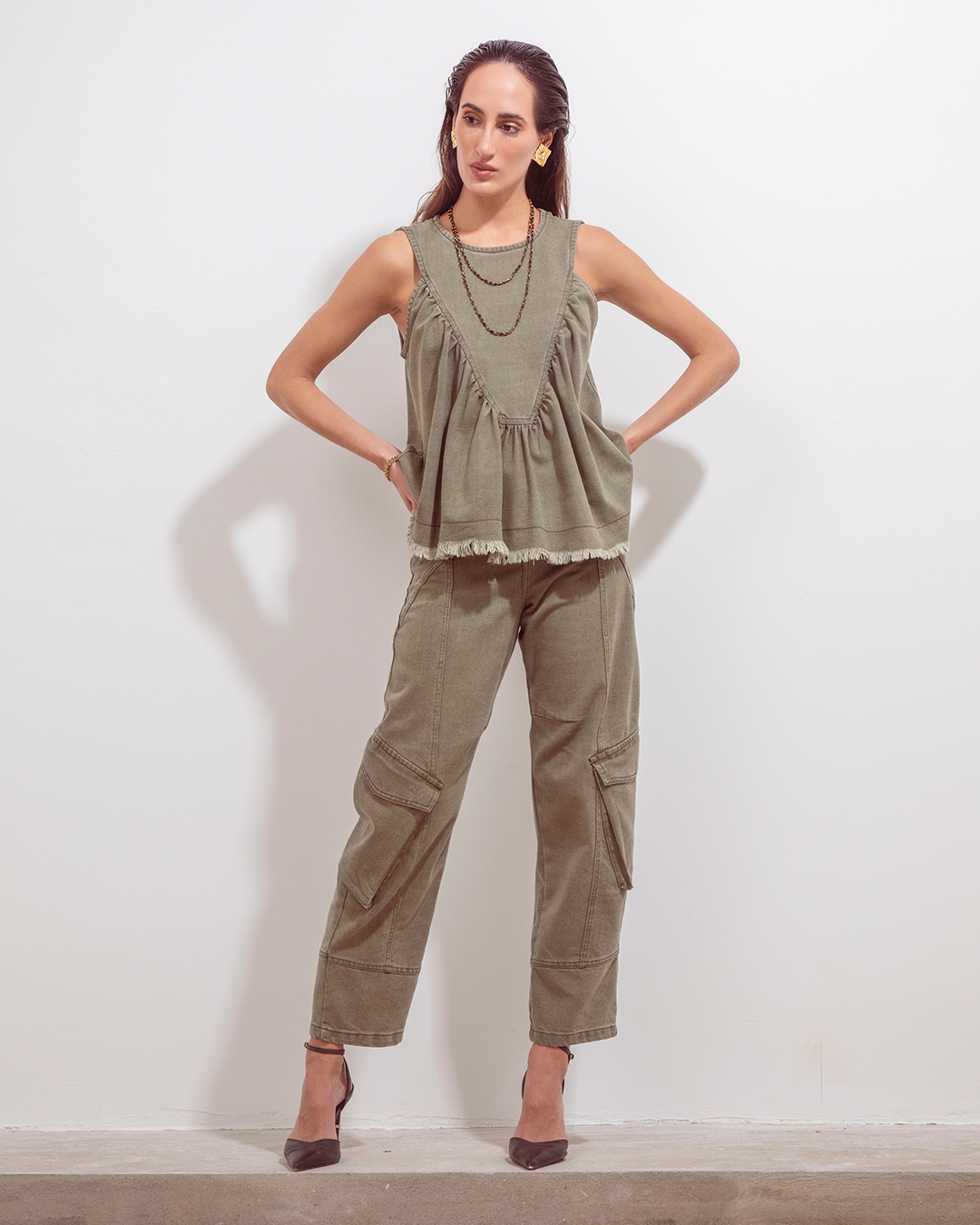 Mar Blouse Moss Green Denim