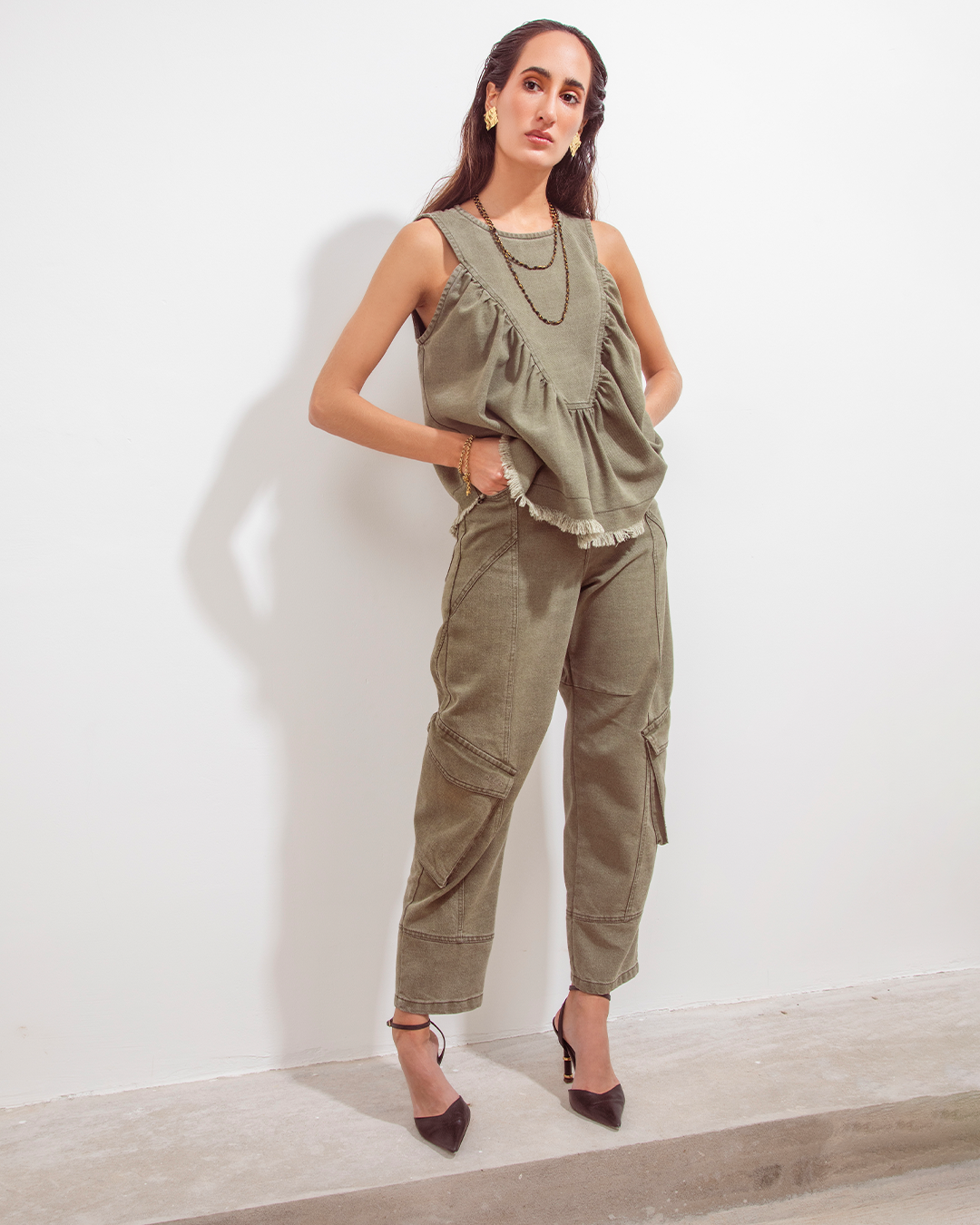 Mar Blouse Moss Green Denim