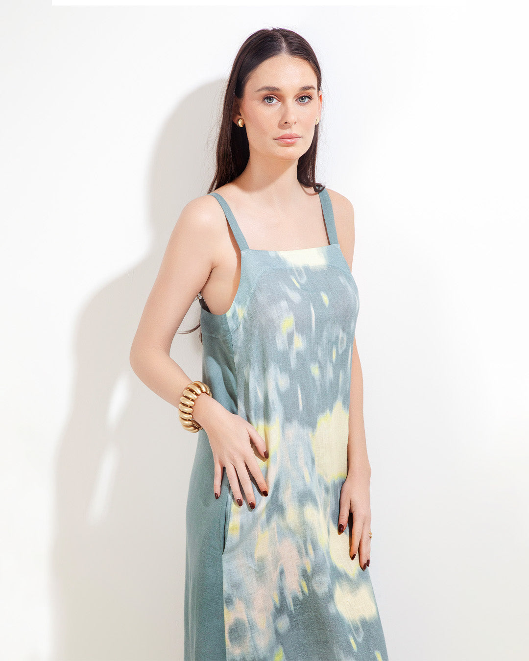 Teresita Dress Monet Teal Linen
