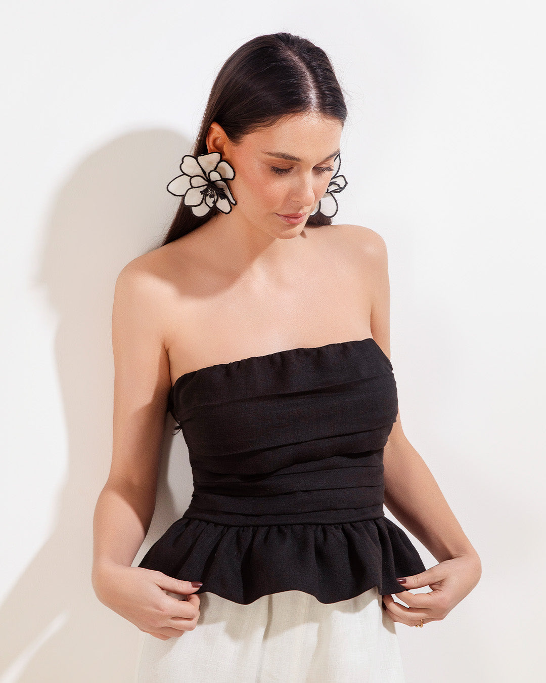 Soho Top Black Linen