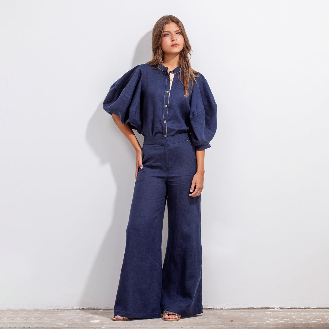 Pilar Pant Blue Linen