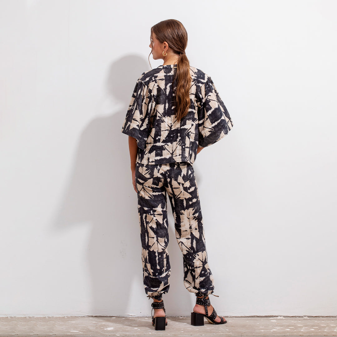 Isa Pant New Black Batik Linen