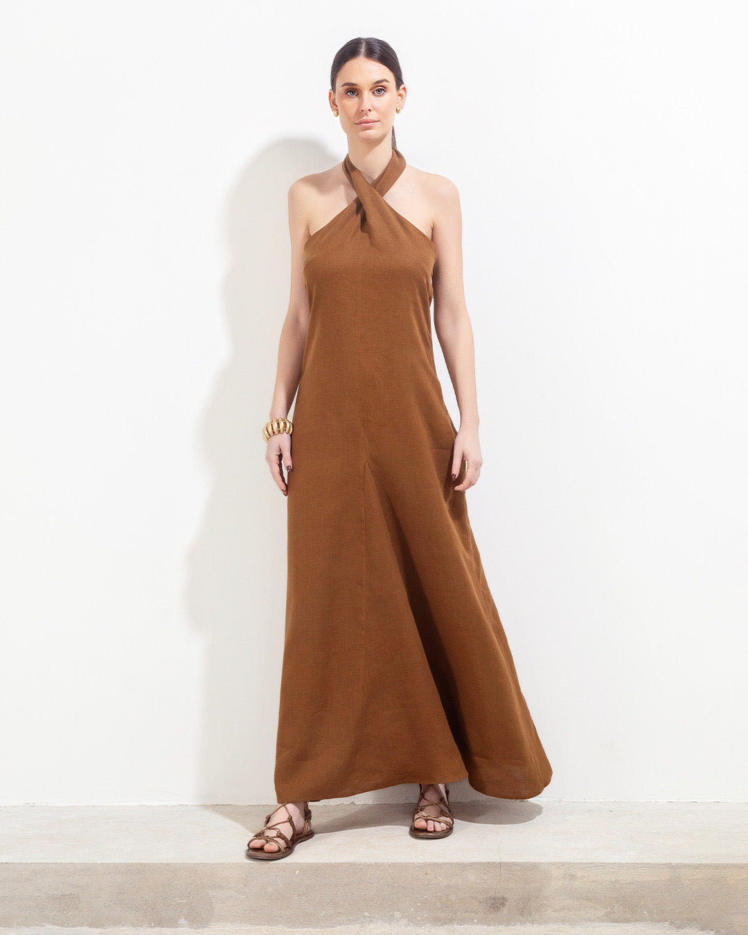 Santander Dress Coffee Linen