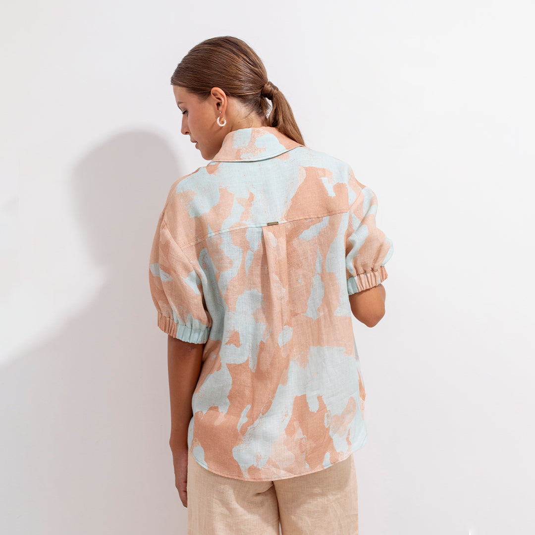 Mar Shirt Aqua Acuarela Linen