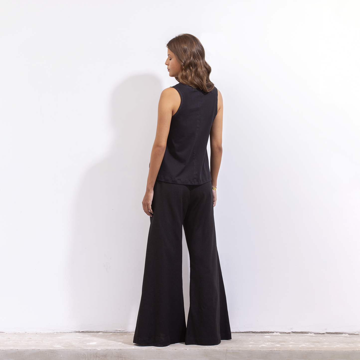 Jimena Blouse Black Linen and Jersey