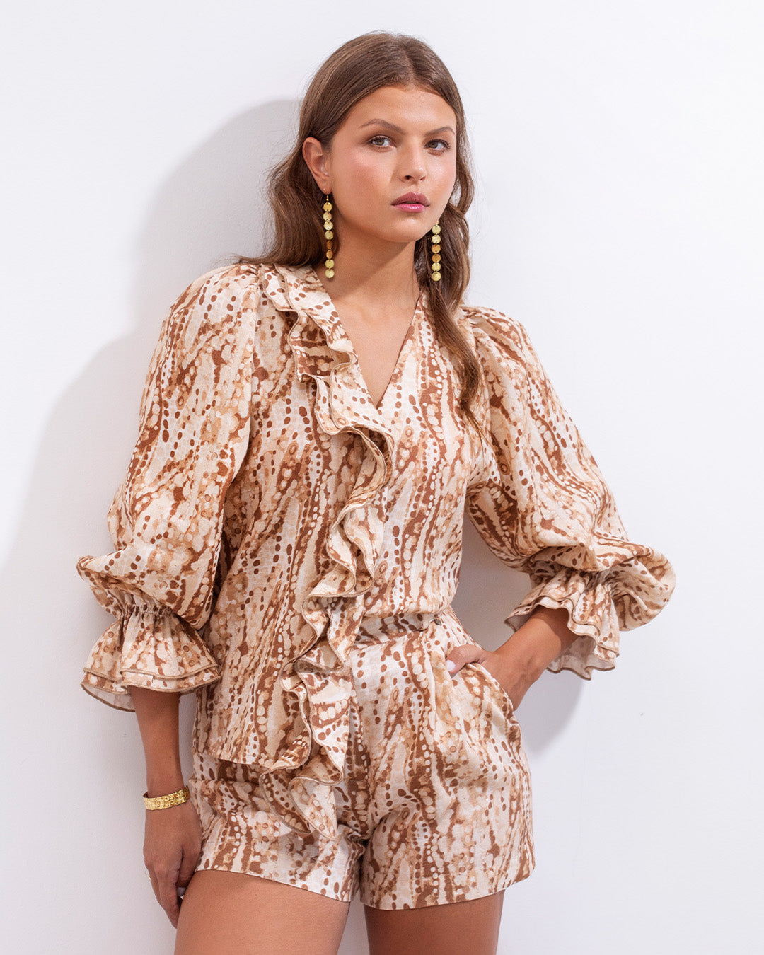 Viole Shirt Beige Print Linen