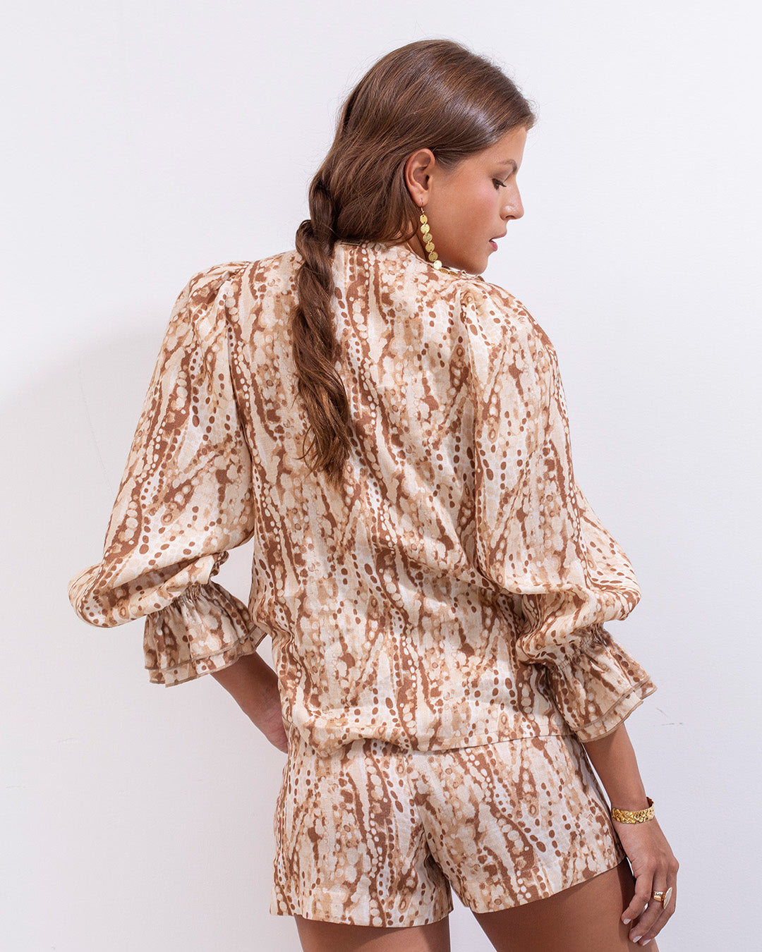 Viole Shirt Beige Print Linen