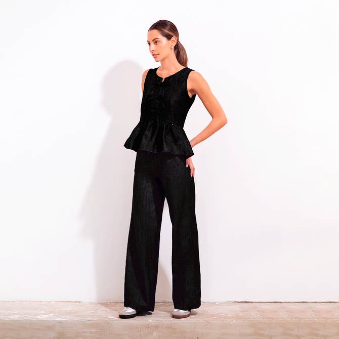 Teresa Pant Black Linen