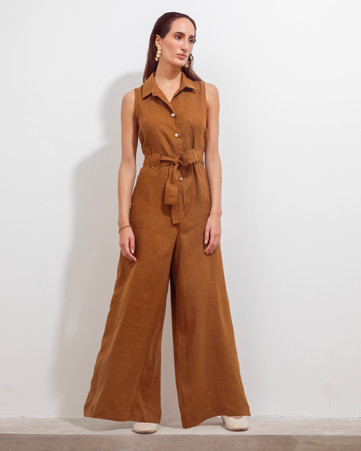 Pame Jumpsuit Coffee Linen