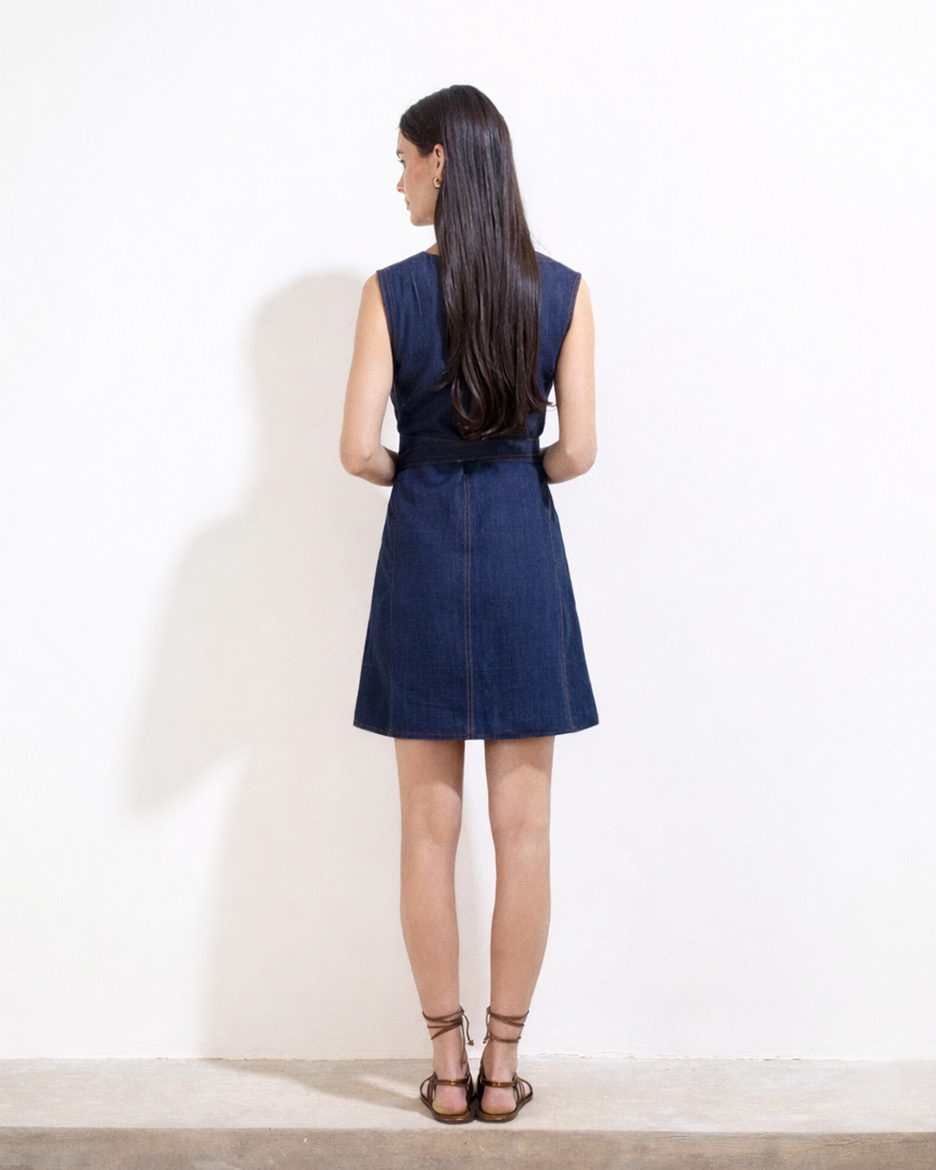 Celia Dress Blue Linen