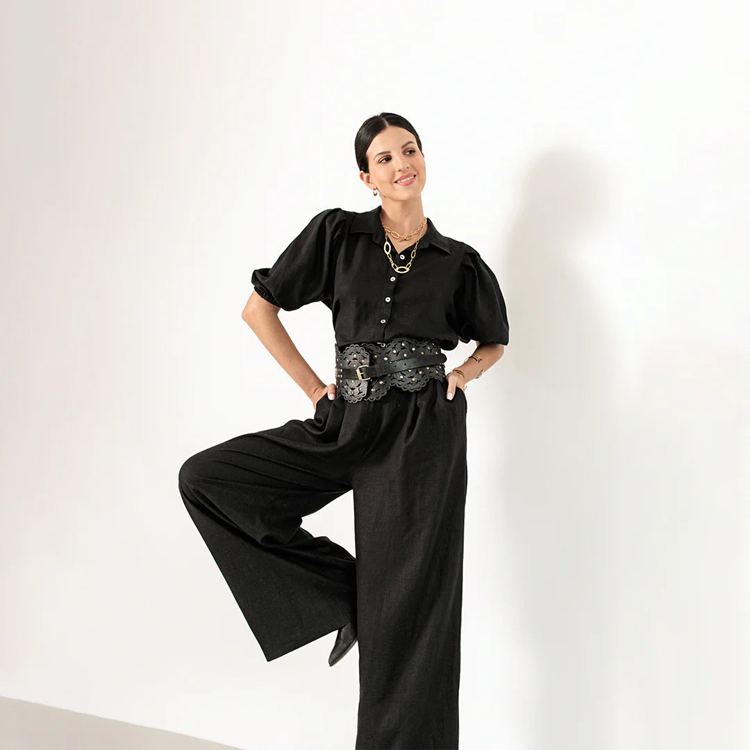 Liza Linen Pant in Black