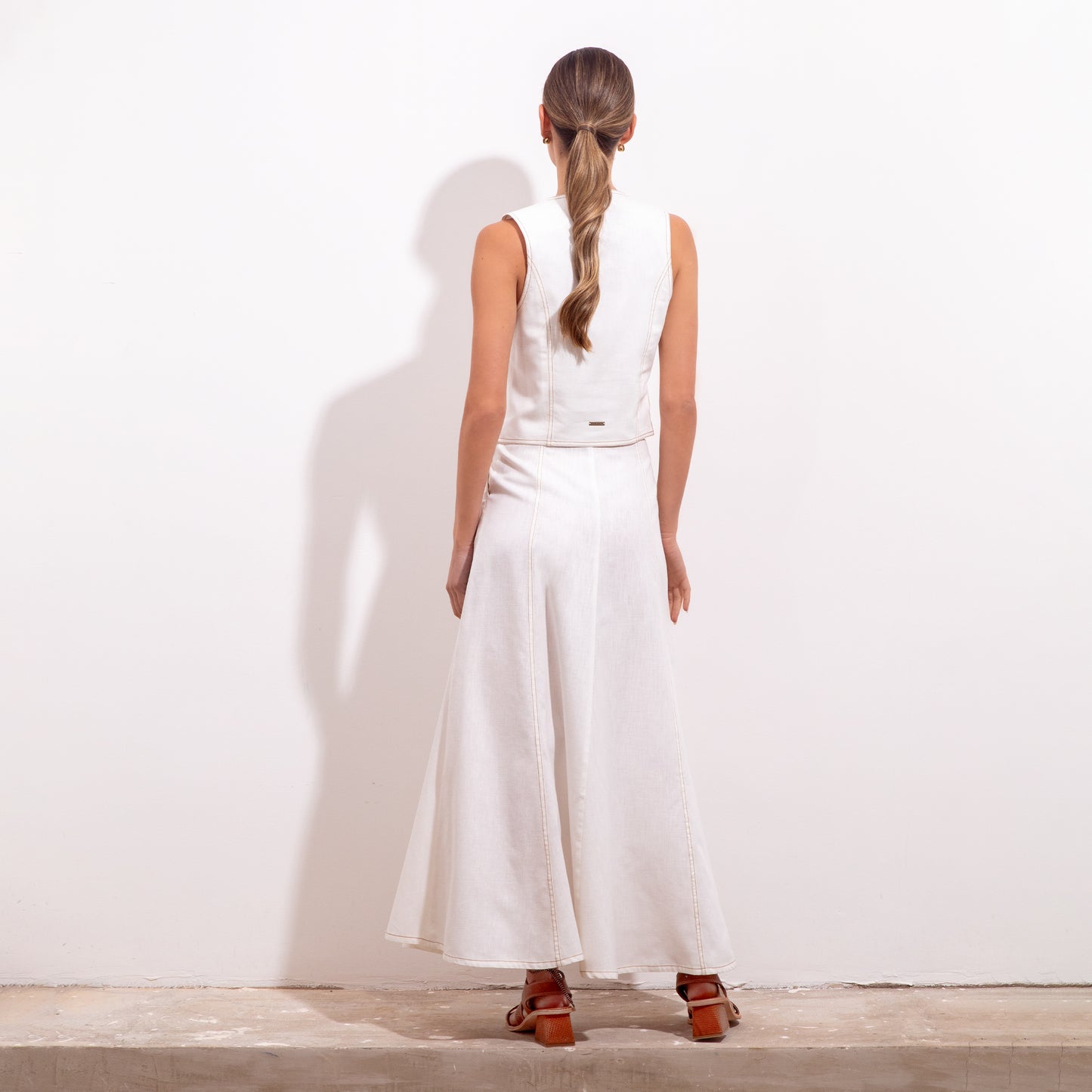 Nerea Skirt Natural Viscose Linen