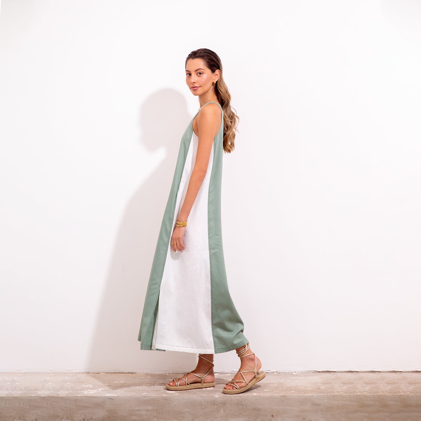 Ichi Dress Olive Linen