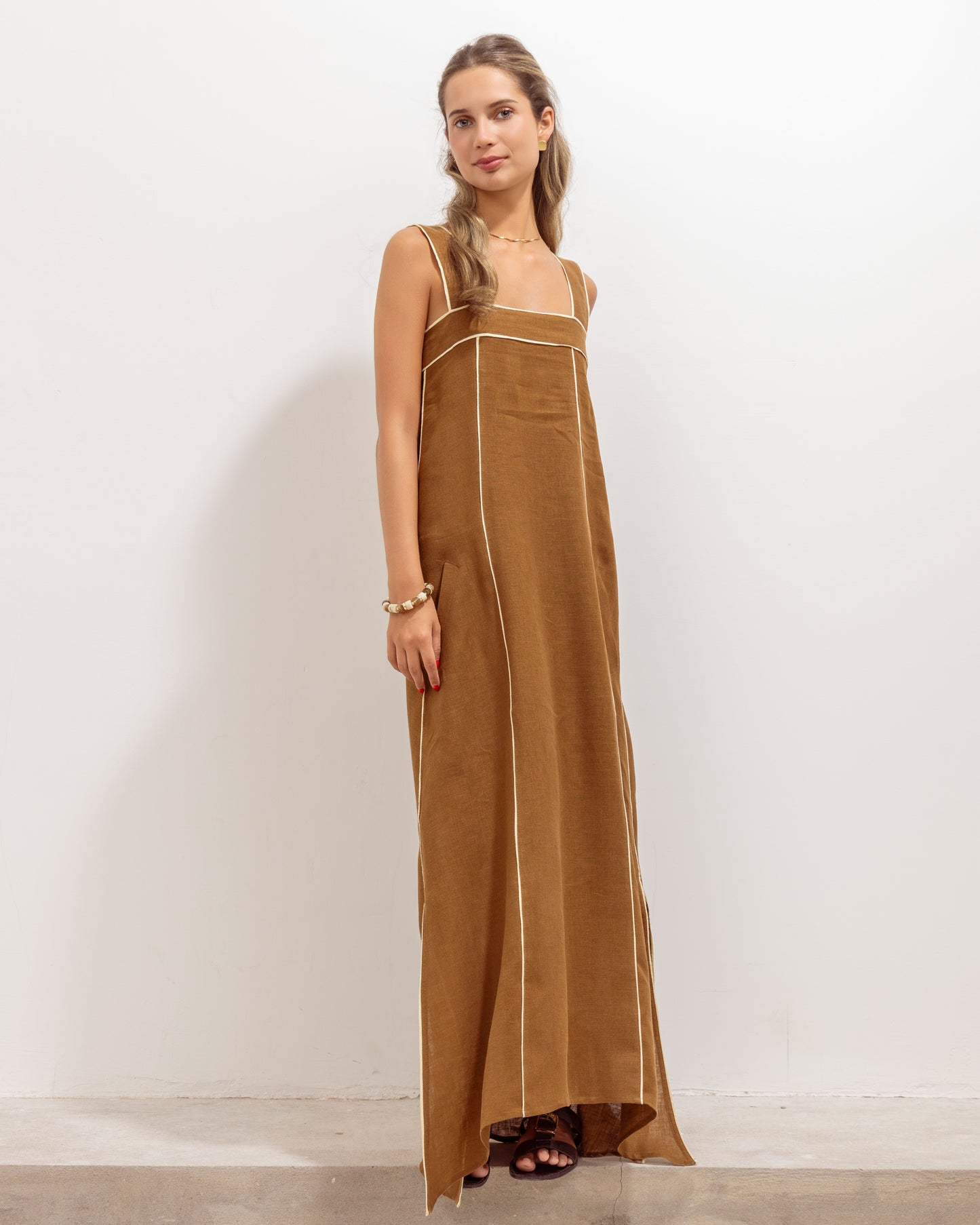 Belen Dress Coffee Linen
