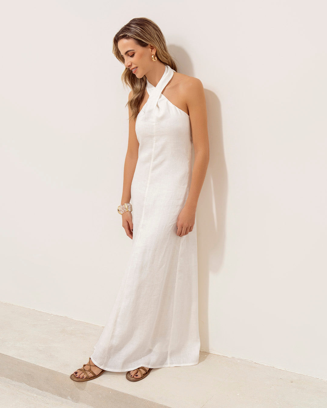 Santander Dress Off White Linen