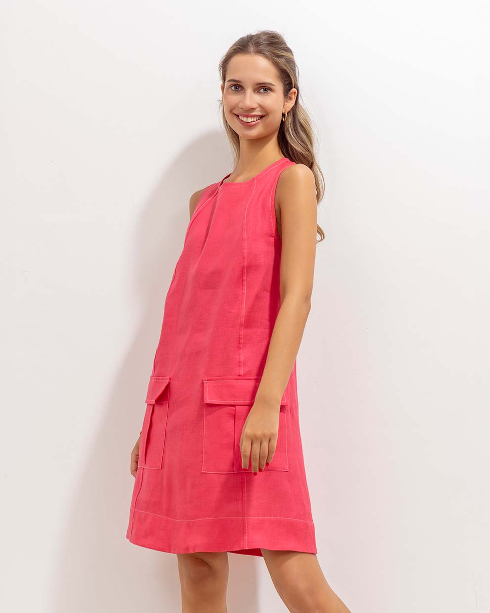 Marga Dress Coral Linen