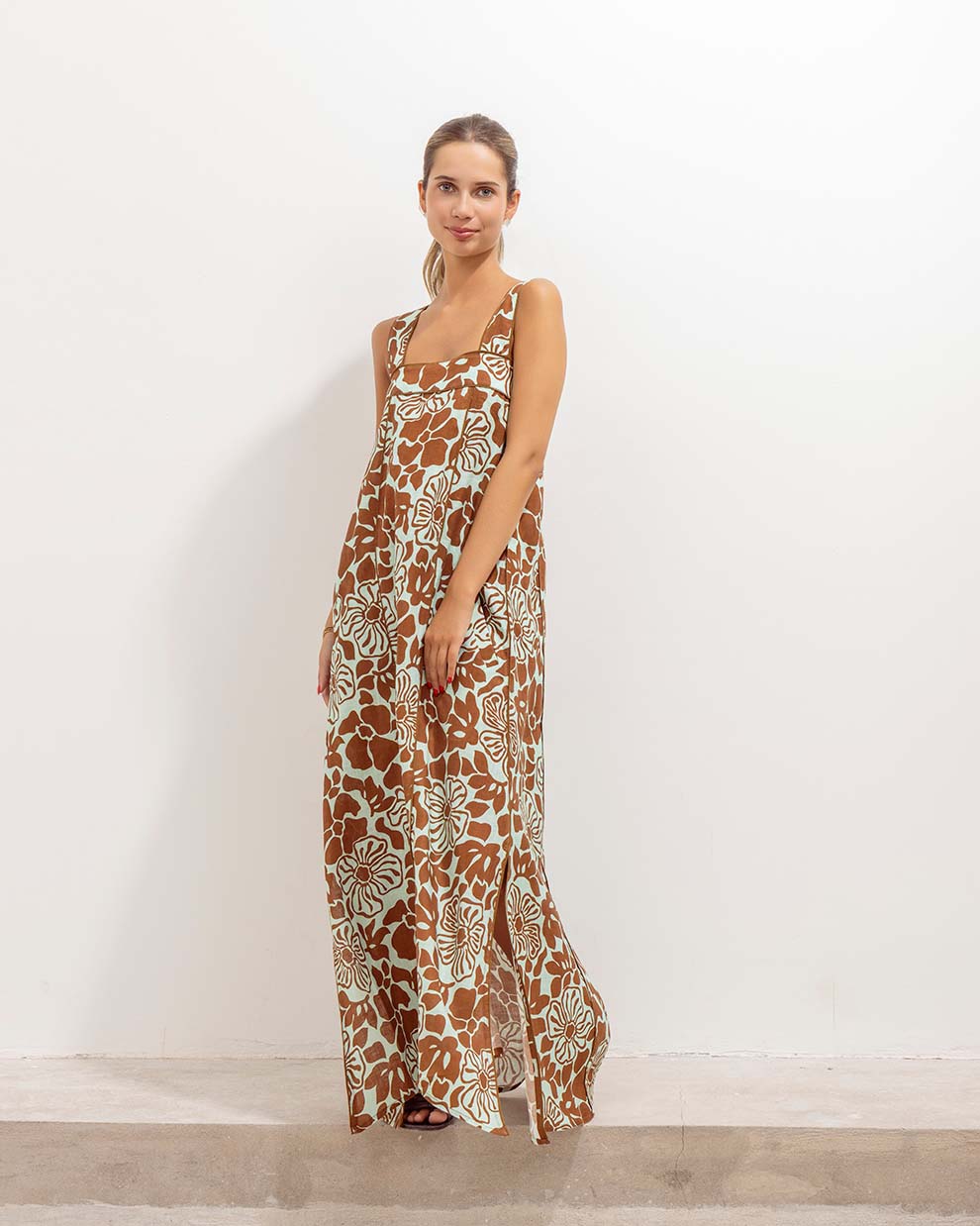 Belen Dress Petunia Aqua Linen
