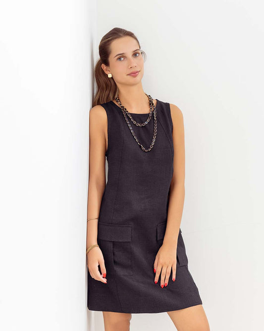 Marga Dress Black Linen