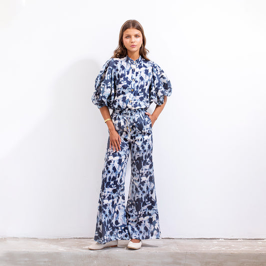 Ara Pant Blue Batik Linen