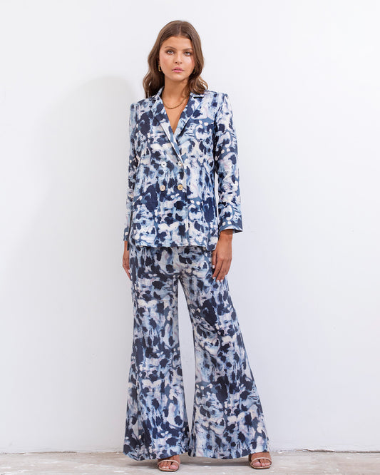 Zaira Blazer Blue Batik Linen