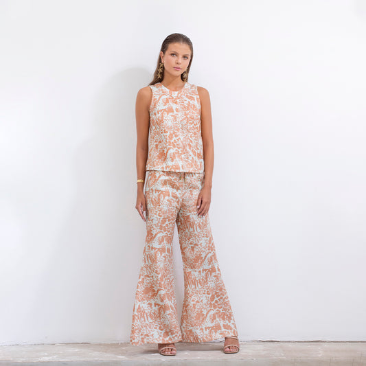 Ara Pant Acqua Print Linen