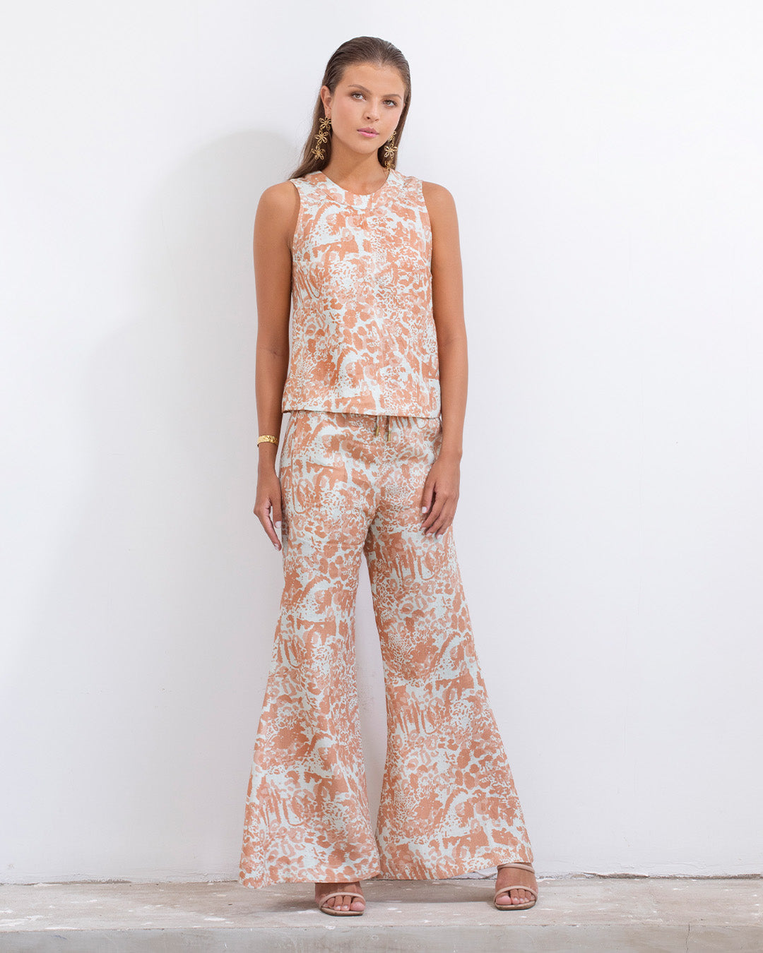 Ara Pant Aqua Print Linen