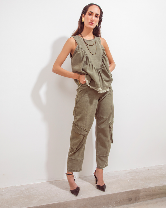 Mar Blouse Moss Green Denim