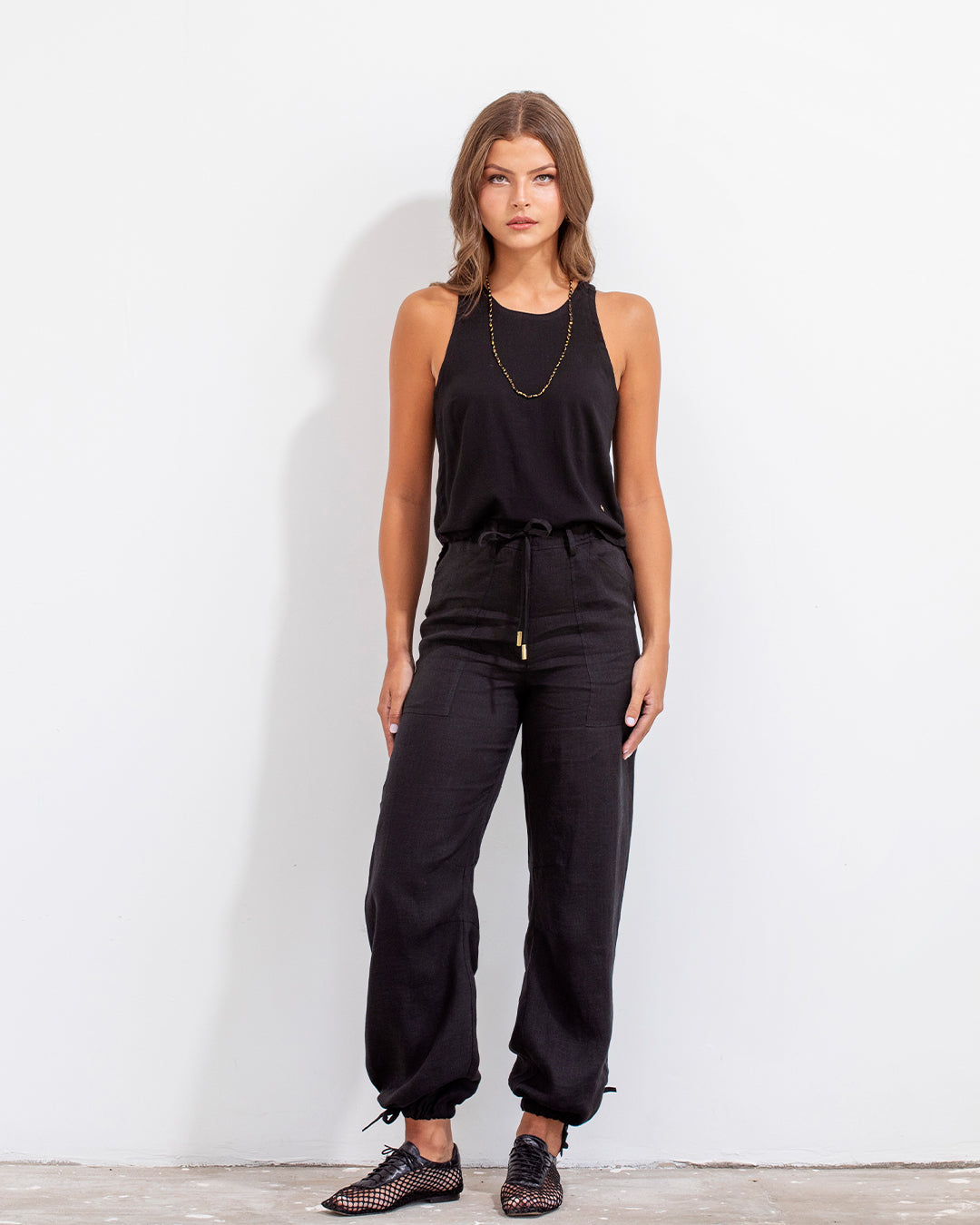 Carmen Blouse Black Linen