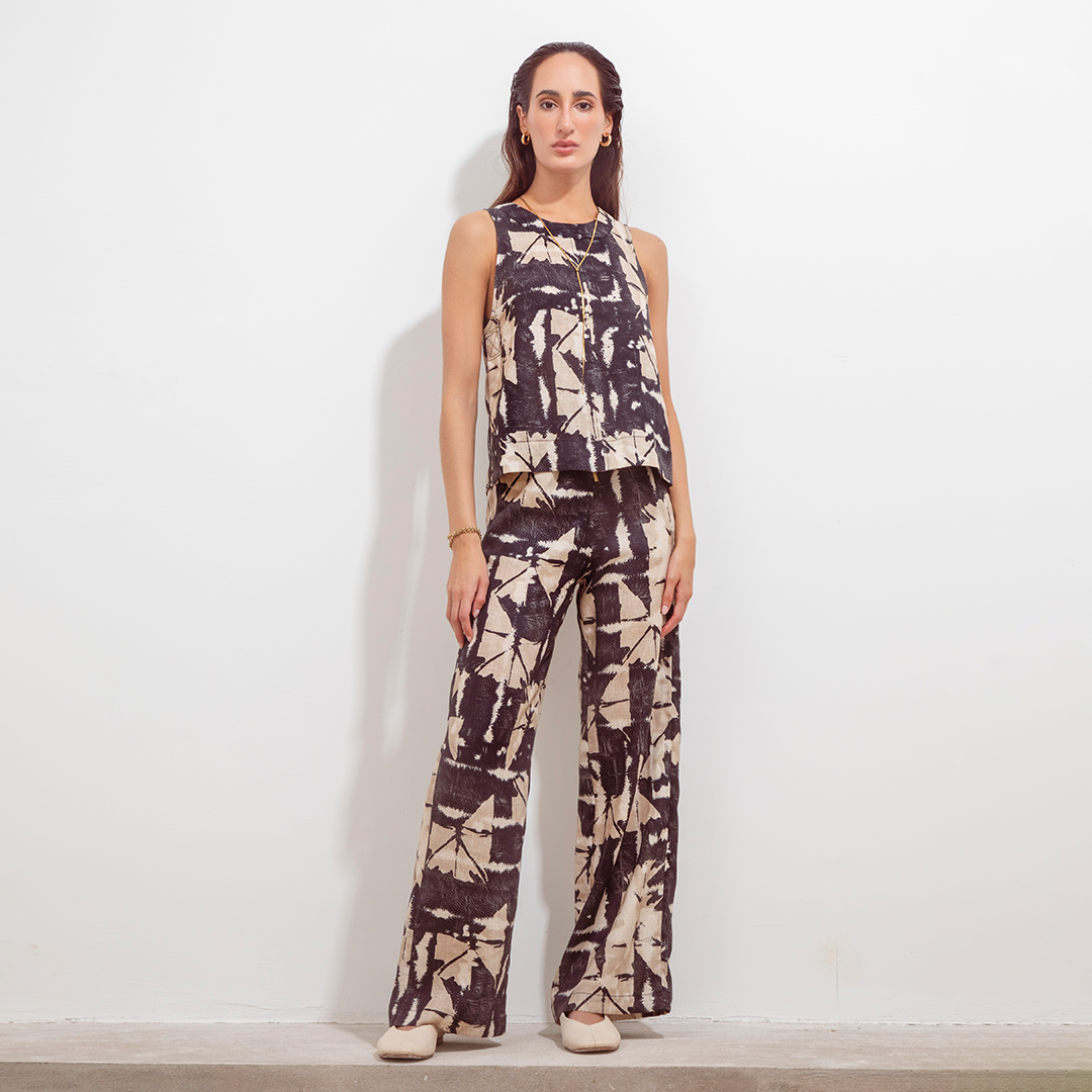 Teresa Pant New Black Batik Linen