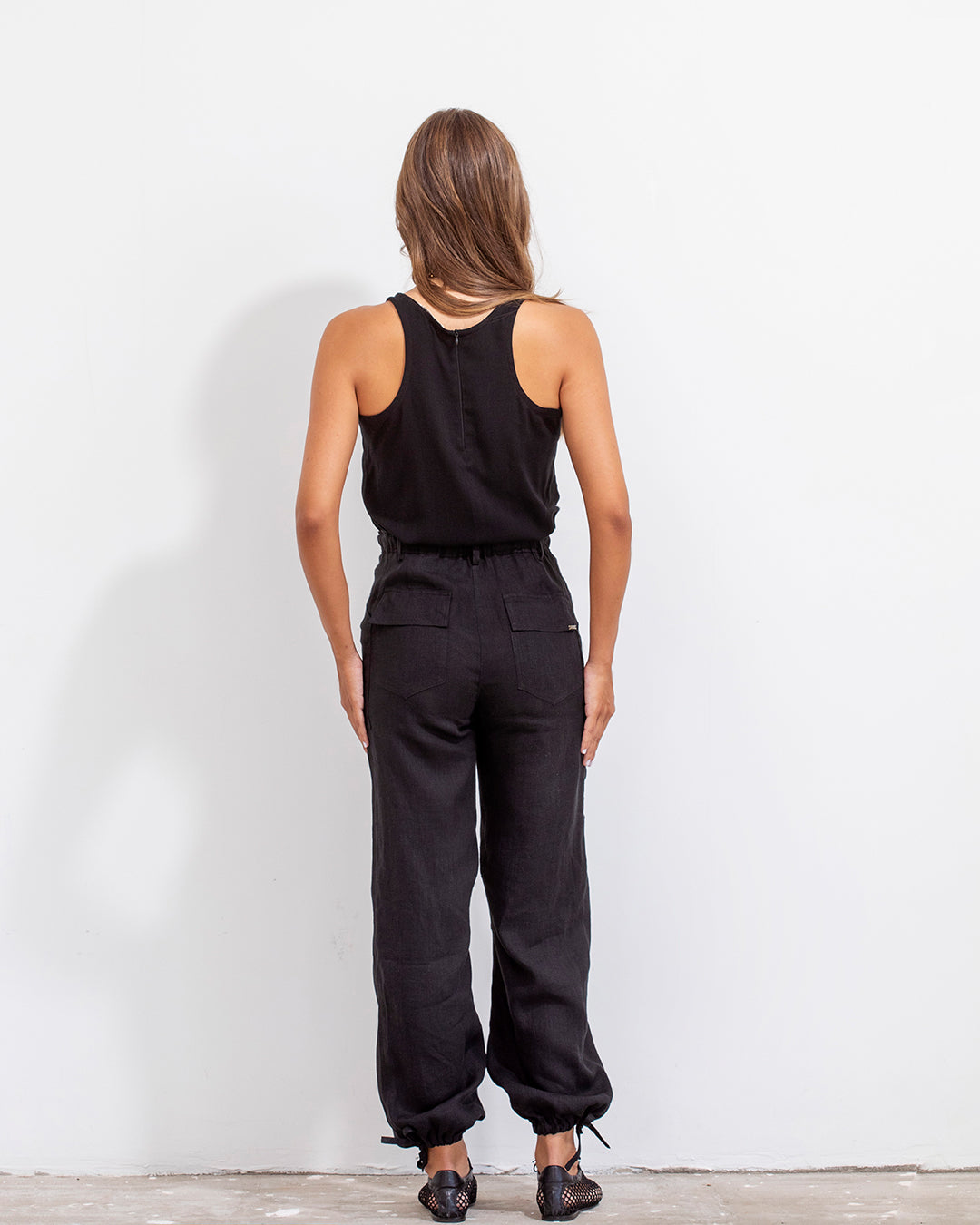 Carmen Blouse Black Linen