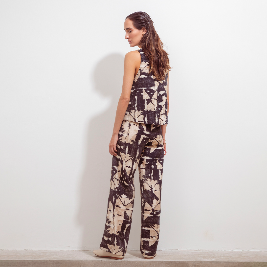 Teresa Pant New Black Batik Linen