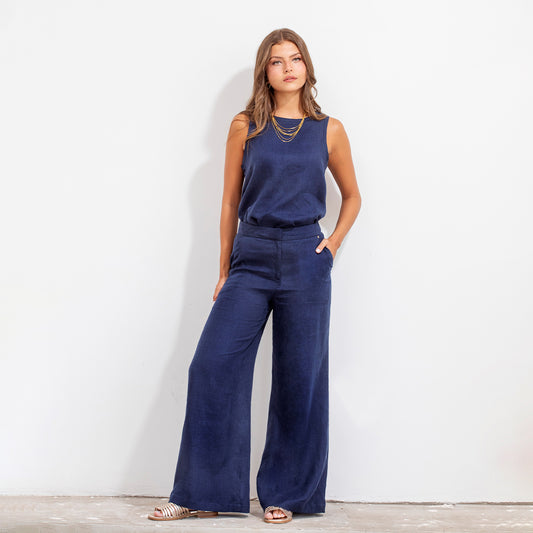 Pilar Pant Blue Linen
