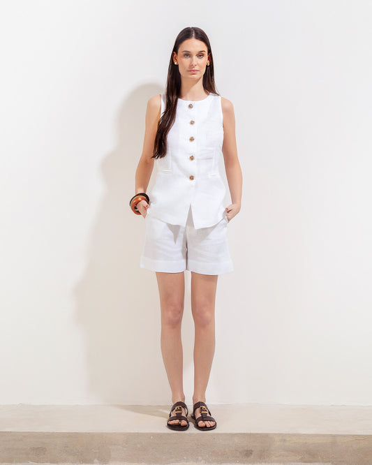 Oxford Short Off White Linen