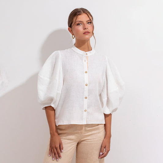 Gerald Shirt Natural And Beige Linen