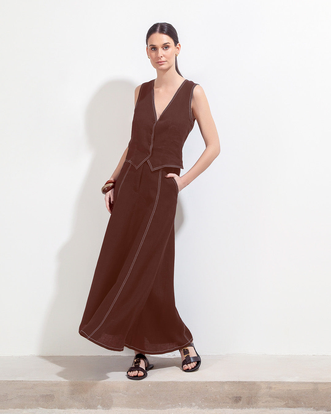 Nerea Skirt Chocolate Linen