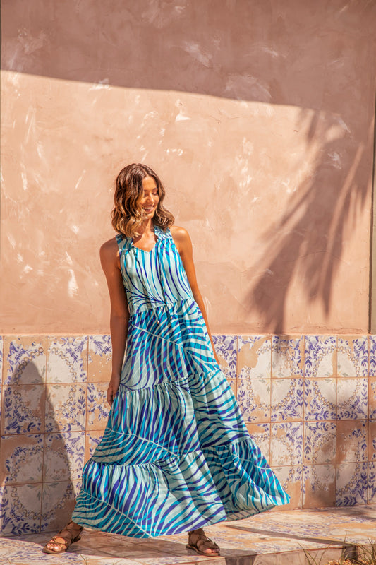 Silver Maxi Dress in Blue