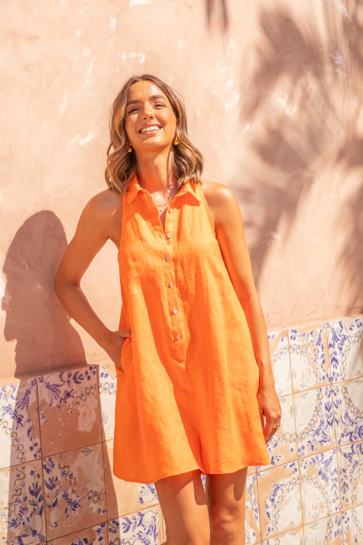 Sisa Linen Jumpsuit in Orange