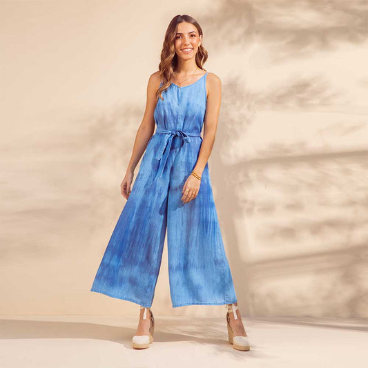 Classic Denim Jumpsuit in Batik
