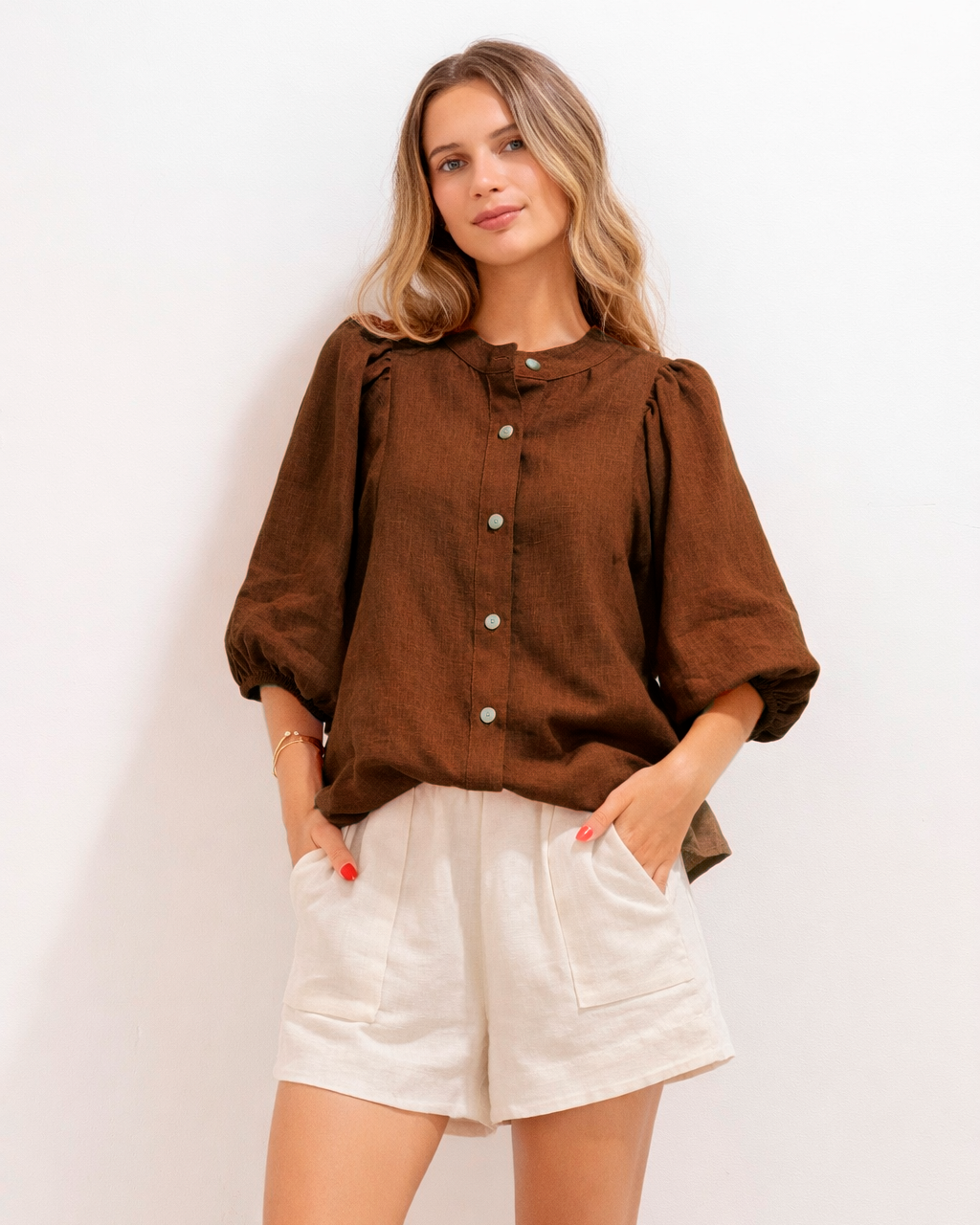 Gema Shirt Coffee Linen
