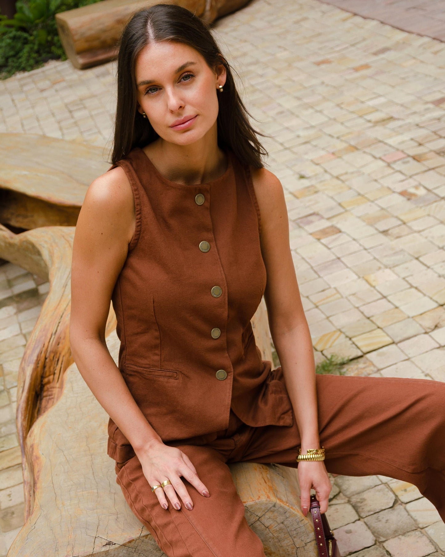 Oxford Vest Chocolate Denim