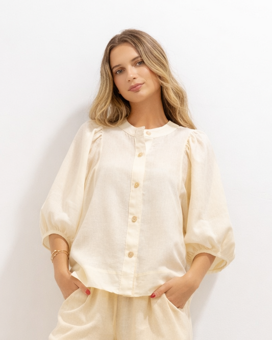 Gema Shirt Butter yellow Linen