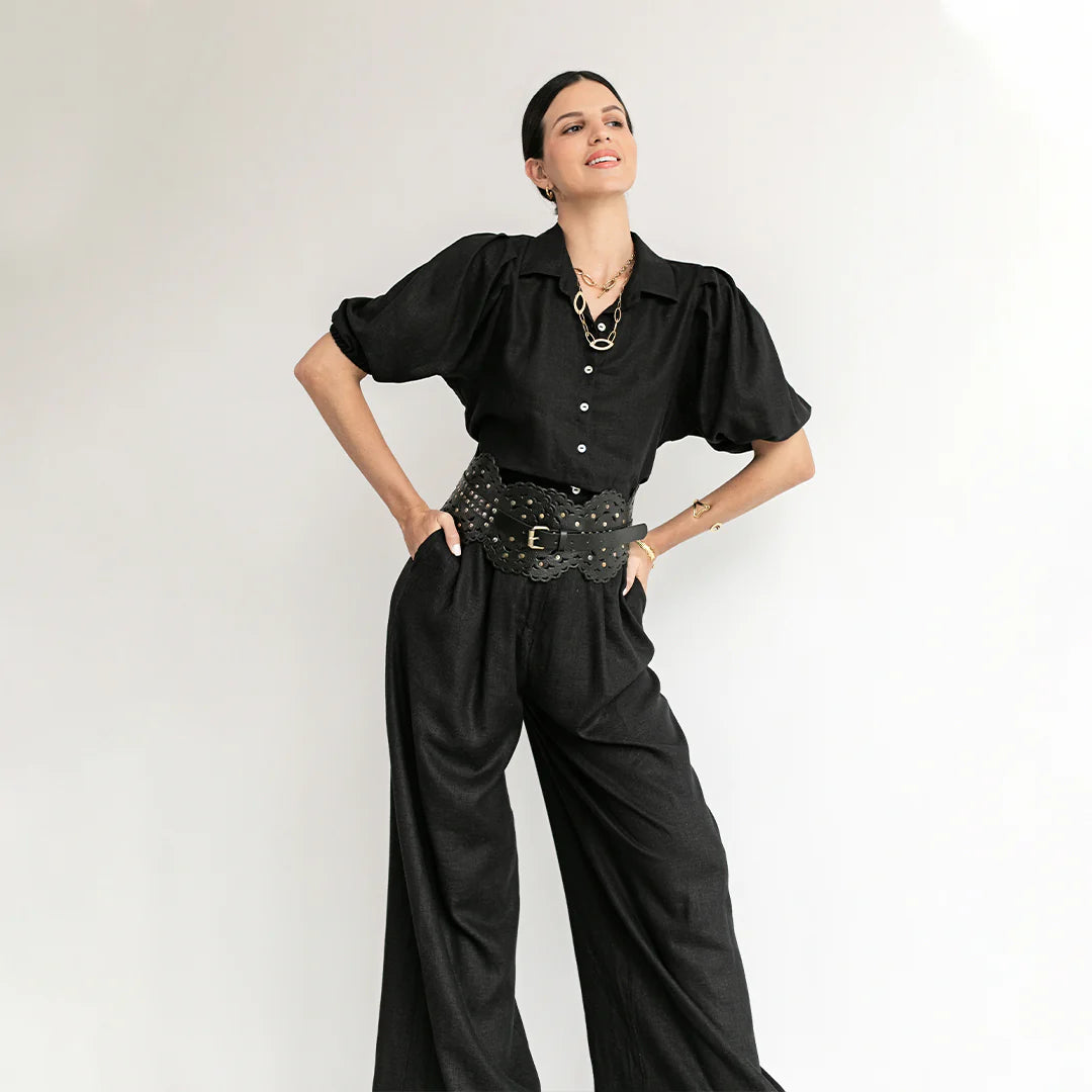 Liza Linen Pant in Black