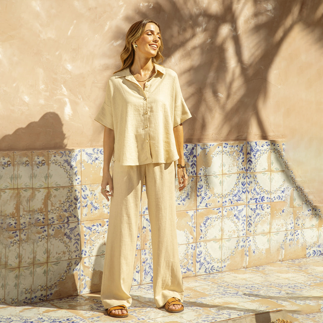 Linen Pant in Beige