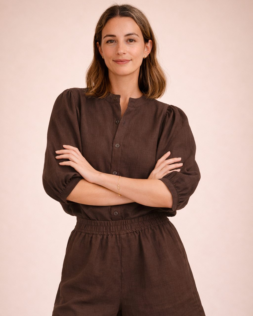 Gema Short Coffee Linen