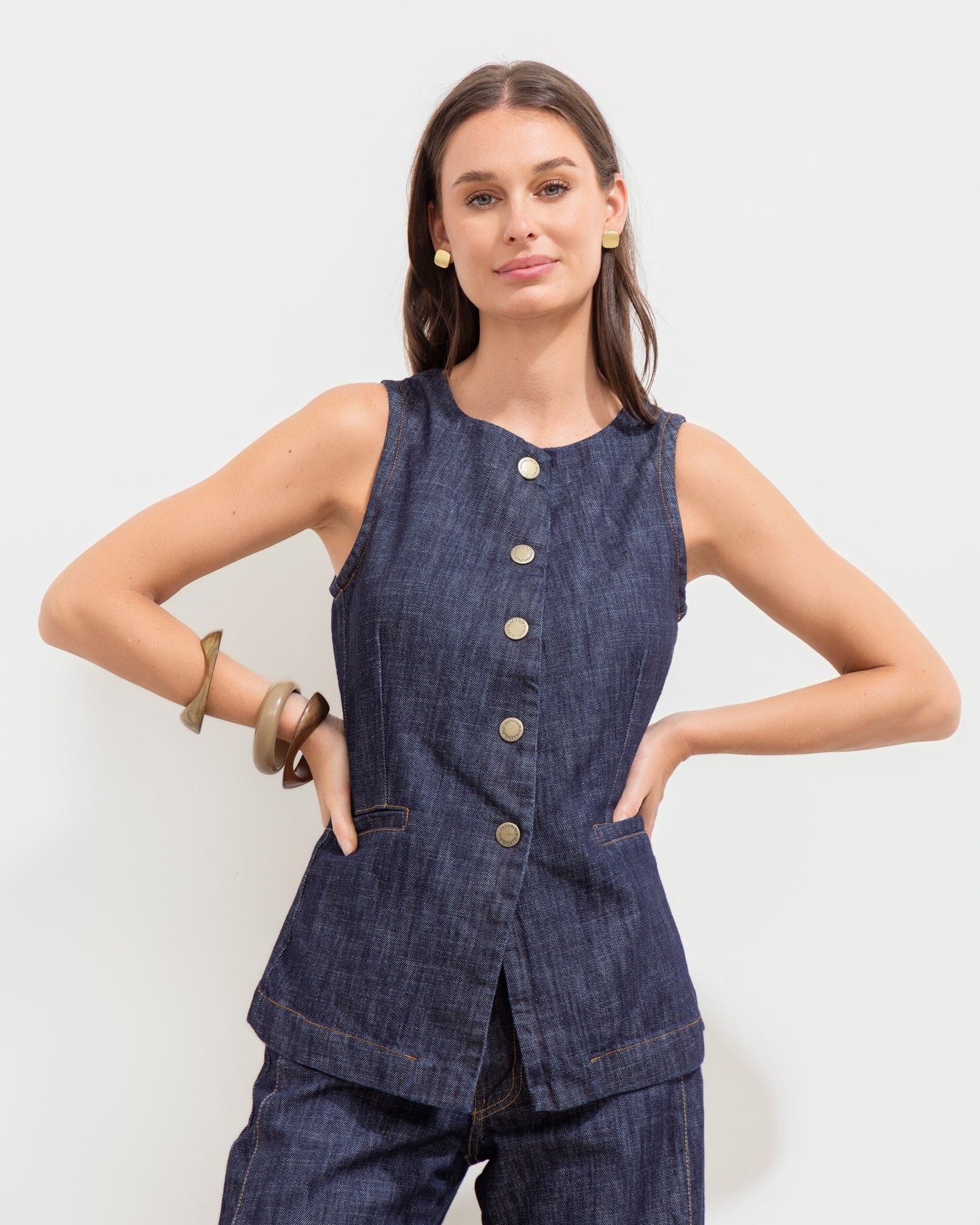 Oxford Vest Blue Denim