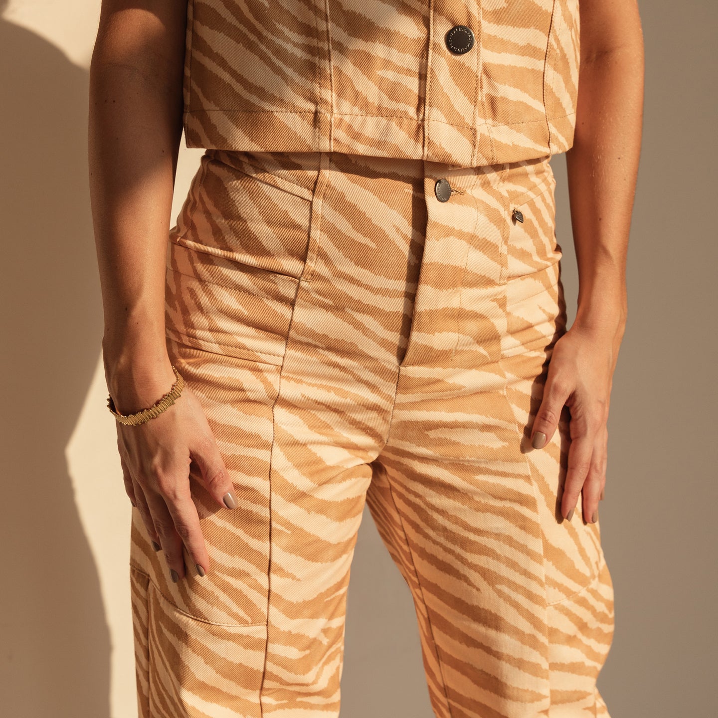 Rio Barred Cut Pant Zebra Beige