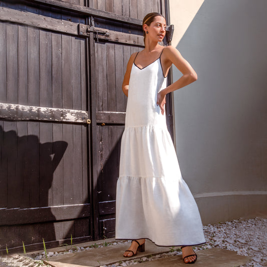 Renata Dress Off White Linen