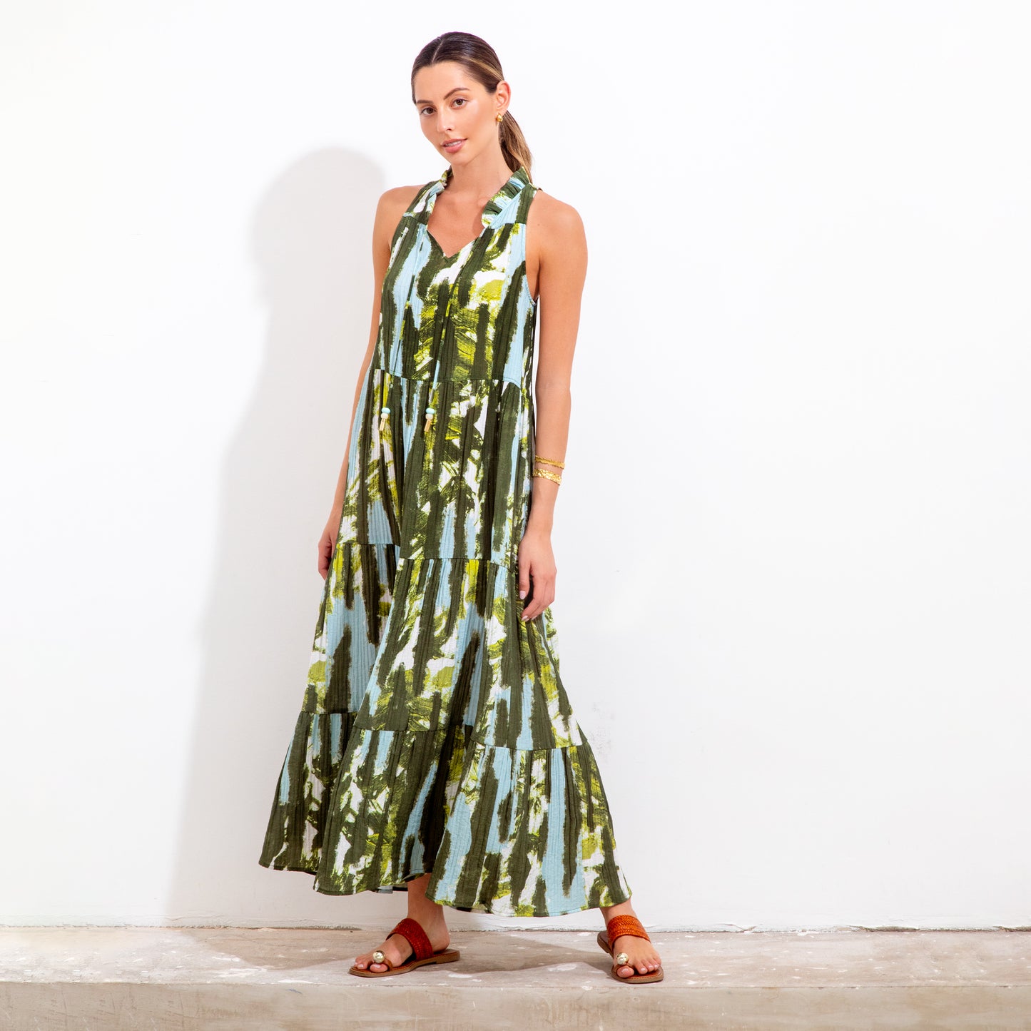 Silver Dress Olive Batik Bambula